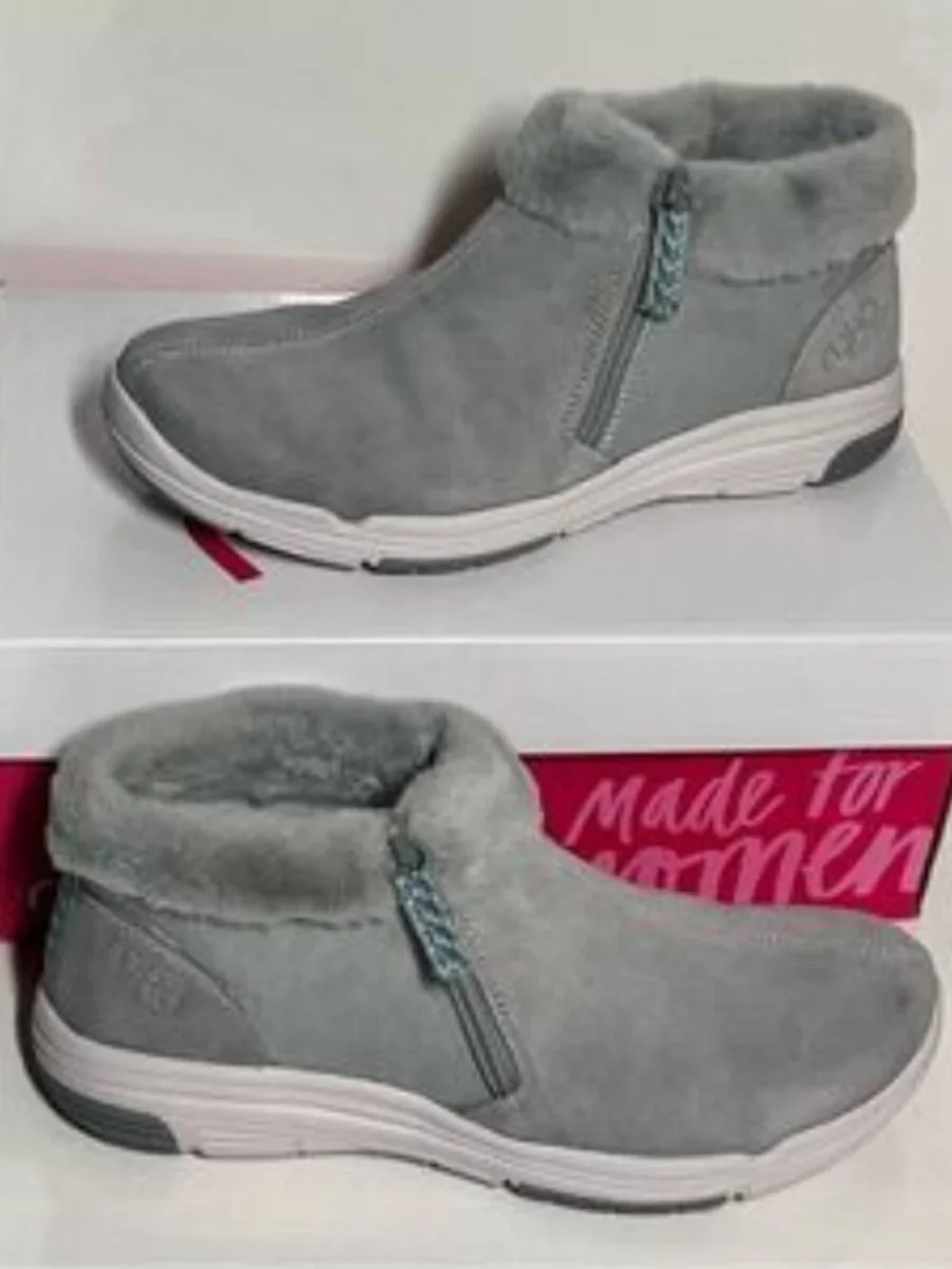 Ryka Water-Repellent Suede Faux Fur Anchorage Mid Ankle Boots